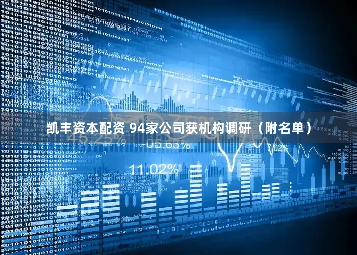 凯丰资本配资 94家公司获机构调研（附名单）