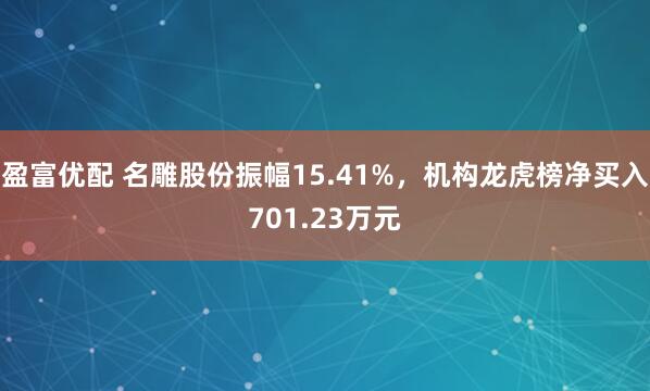盈富优配 名雕股份振幅15.41%，机构龙虎榜净买入701.23万元